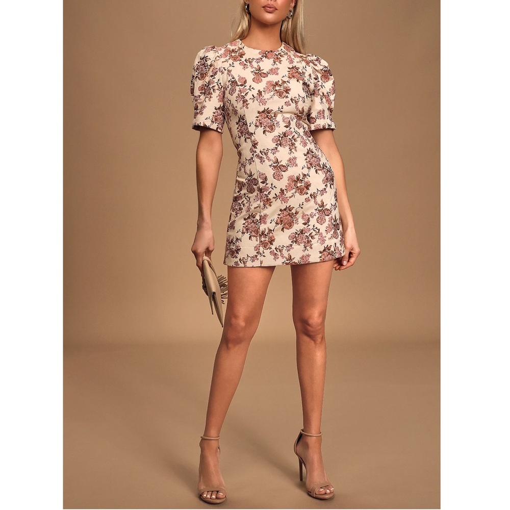 Anthropologie En Saison My World Blush Pink Floral Print Jacquard Mini D… - Picture 2 of 10